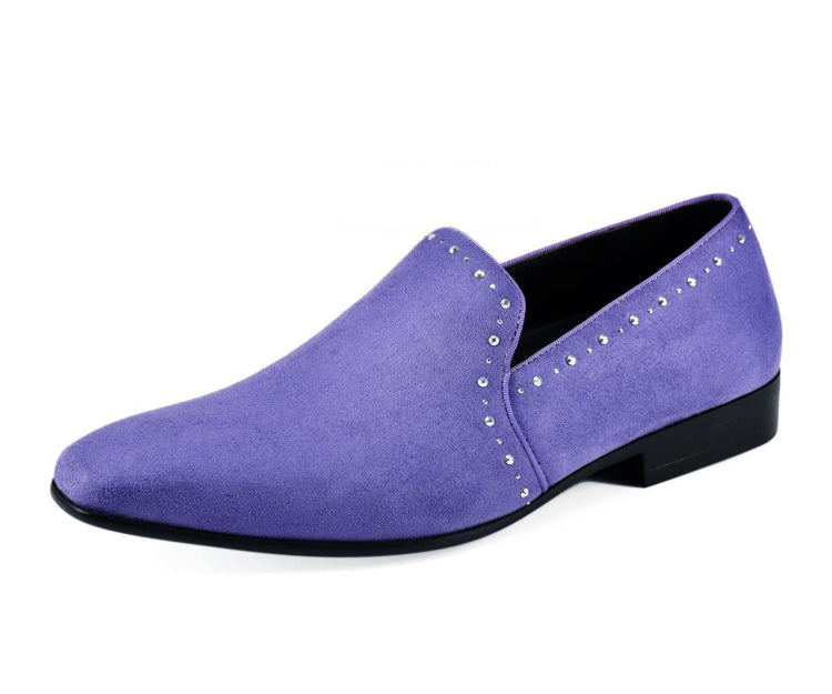 Amali Francis lavender rhinestone loafers main