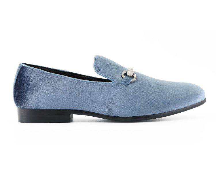 Amali Harrison blue horsebit loafers​ side