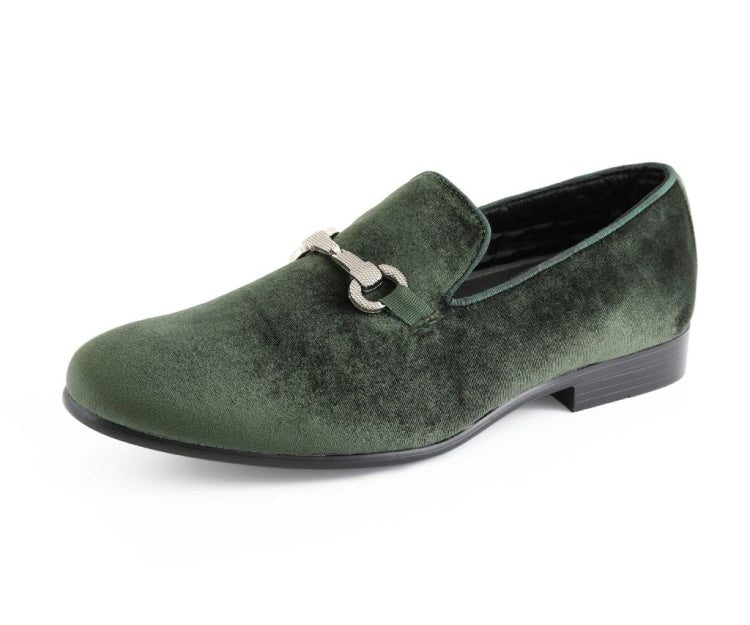 Amali Harrison green horsebit loafers main