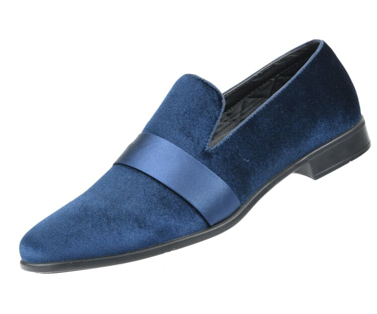 Amali Knight navy smoking slippers angled