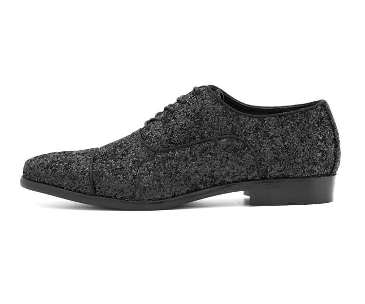 Amali Lawrence black glitter oxfords side