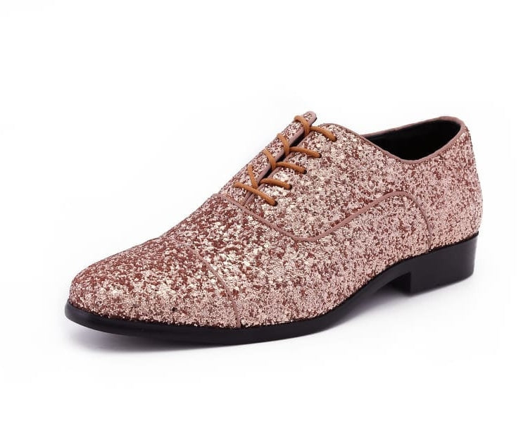 Amali Lawrence rose gold glitter oxfords main