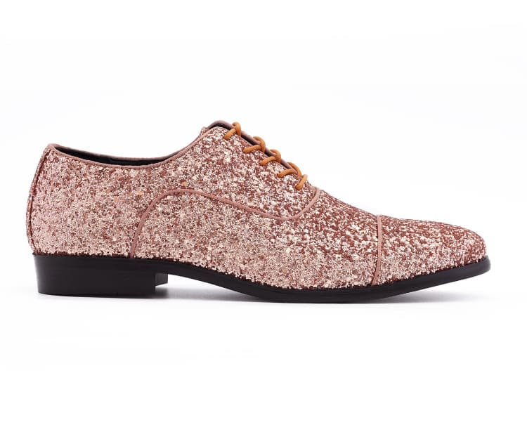 Amali Lawrence rose gold glitter oxfords side