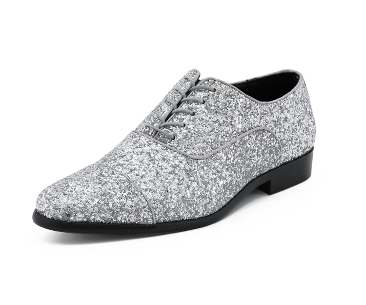 Amali Lawrence silver glitter oxfords main