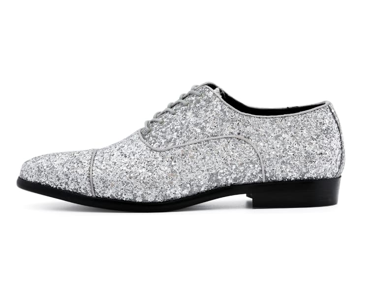 Amali Lawrence silver glitter oxfords side