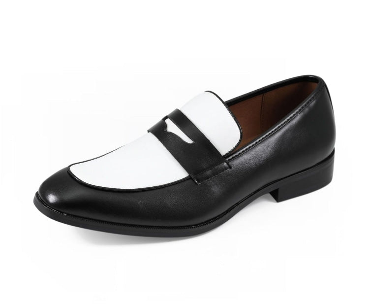 Amali Levi black and white penny loafers main