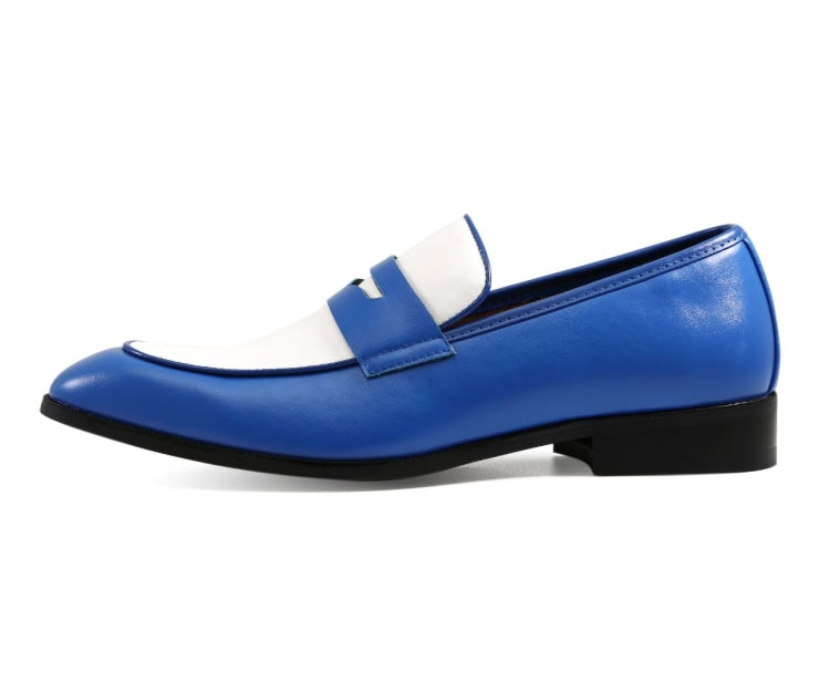 Amali Levi royal blue penny loafers side