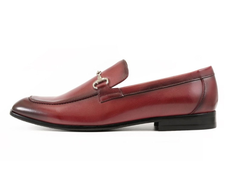 Amali Marco mens burgundy loafers side