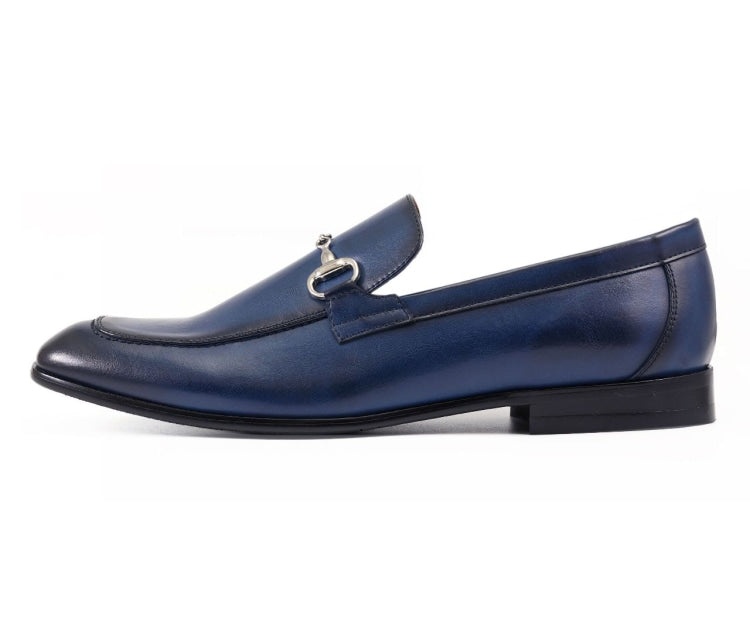 Amali Marco mens navy loafers side