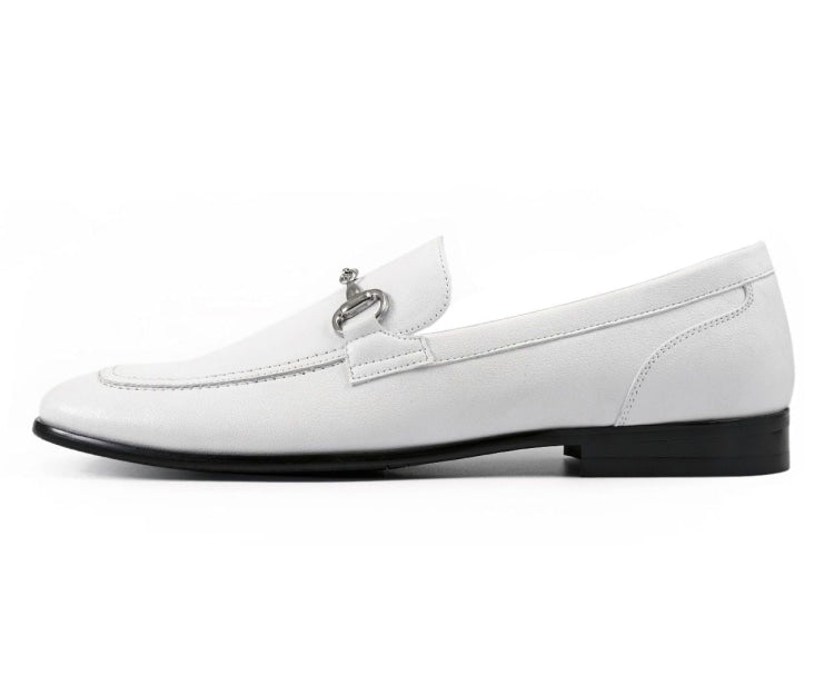 Amali Marco mens white loafers side