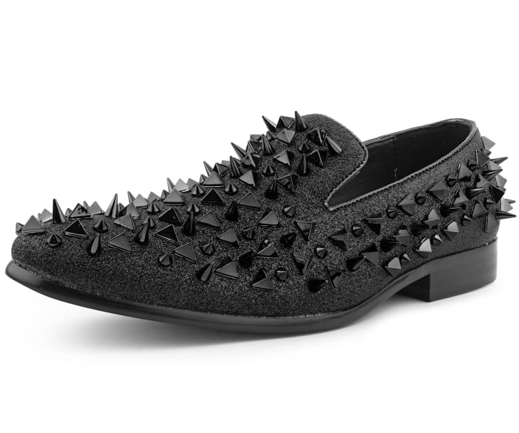 Amali Mesa black spiked loafers main