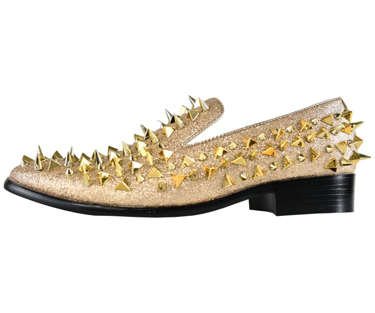 
                      
                        Amali Mesa gold spike shoes side
                      
                    