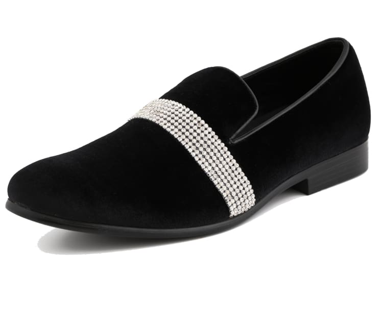 Amali Monarch black smoking slippers main