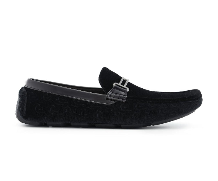 
                      
                        Amali Roberto black velvet loafers side
                      
                    