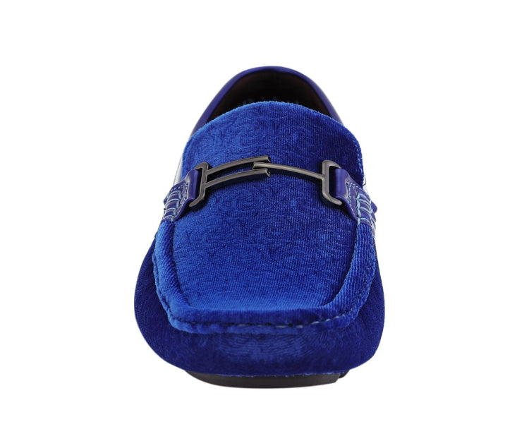 
                      
                        Amali Roberto blue velvet loafers front
                      
                    