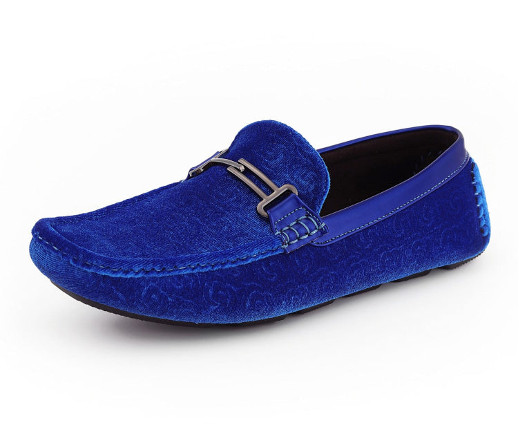 Amali Roberto blue velvet loafers main