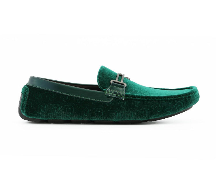 
                      
                        Amali Roberto green velvet loafers side
                      
                    