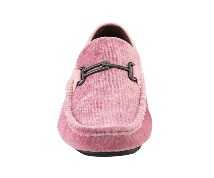 
                      
                        Amali Roberto pink velvet loafers front
                      
                    