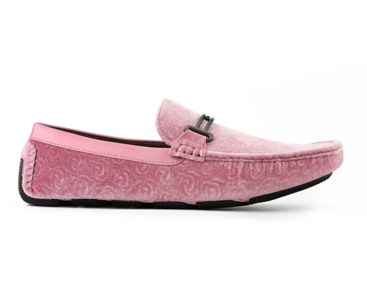 
                      
                        Amali Roberto pink velvet loafers side
                      
                    