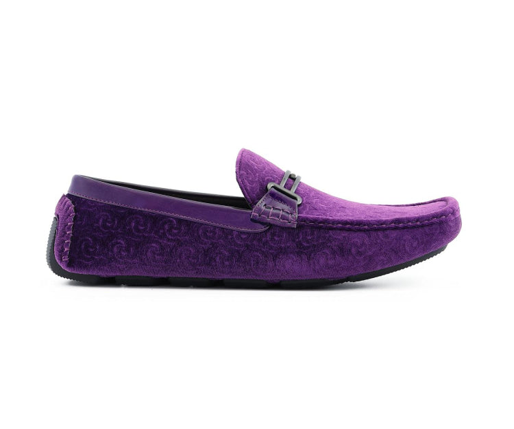 
                      
                        Amali Roberto purple velvet loafers side
                      
                    