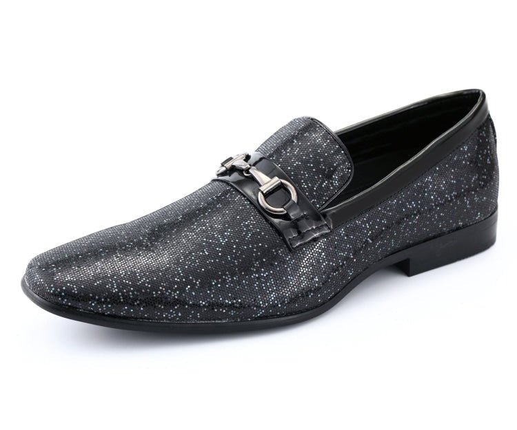 Amali Sutton black glitter loafers main