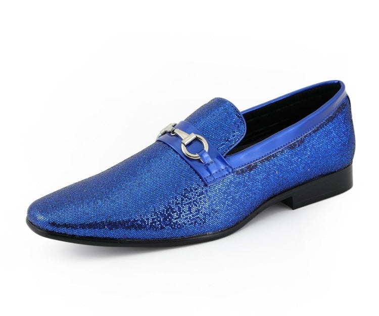 Amali Sutton blue glitter loafers main