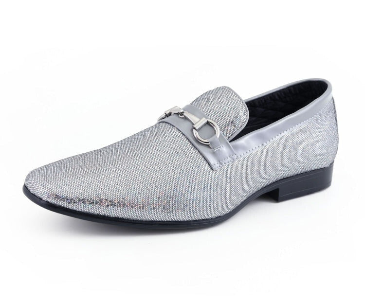 Amali Sutton silver glitter loafers main