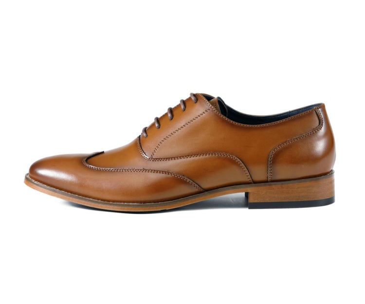 Amali Theo cognac wingtip oxford shoes side