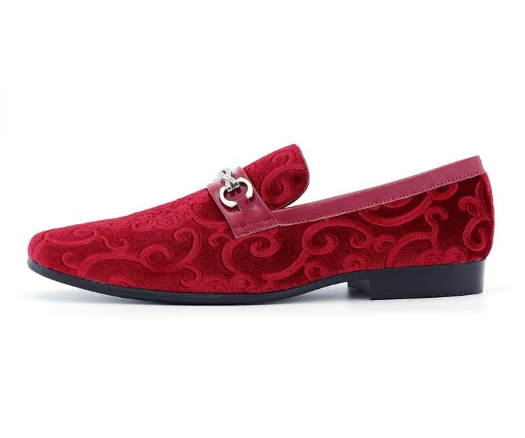 Amali Throne red paisley loafers side