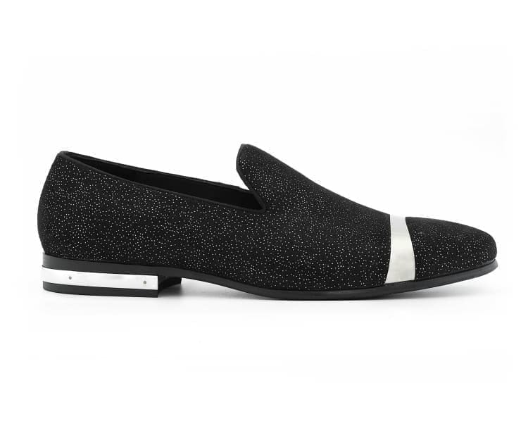 Amali Trevor black glitter loafers side