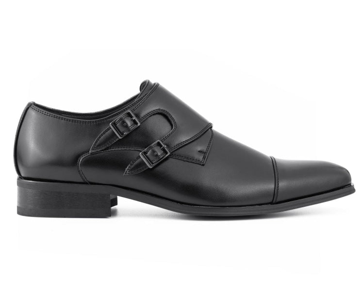 Amali Tucker black monk strap shoes side