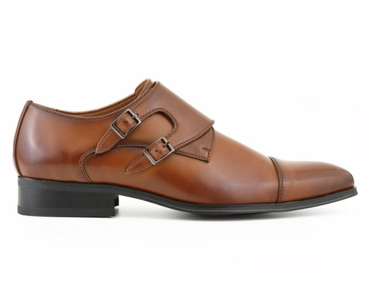 Amali Tucker cognac monk strap shoes side