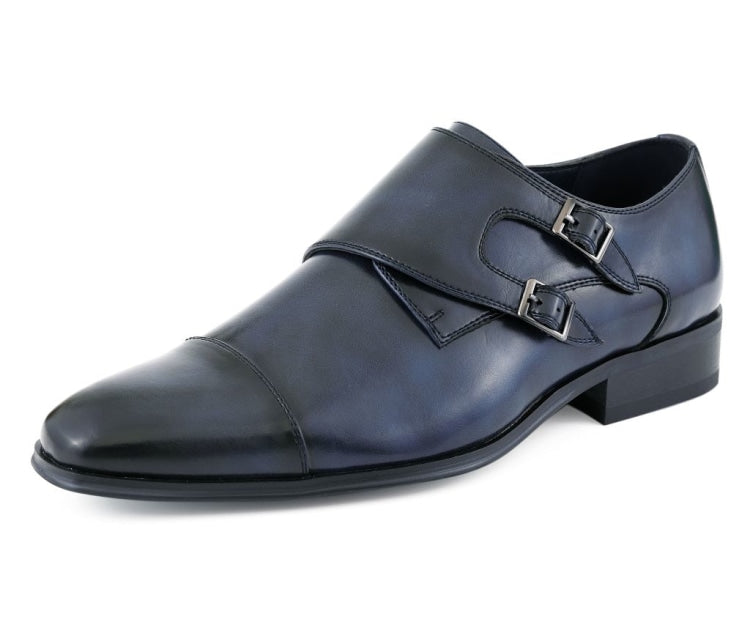 Amali Tucker navy monk strap shoes main