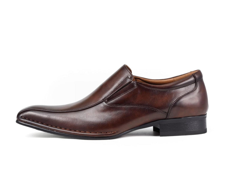 Amali Victor brown square toe loafers side