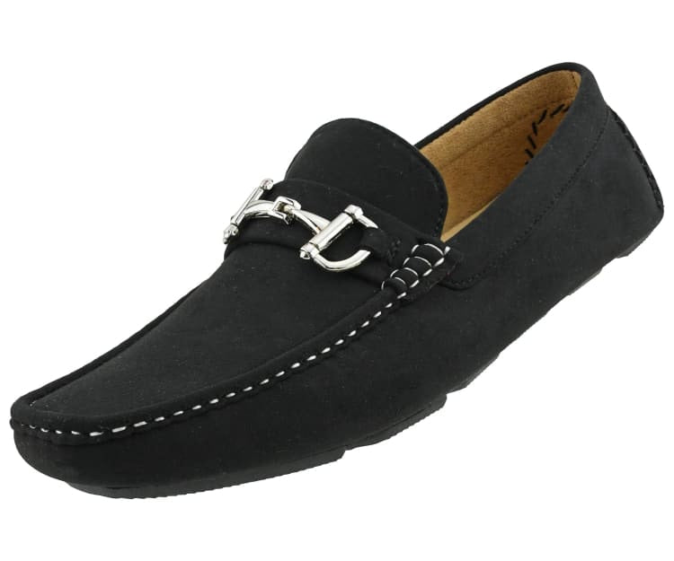 Amali Walken black driving loafers angled