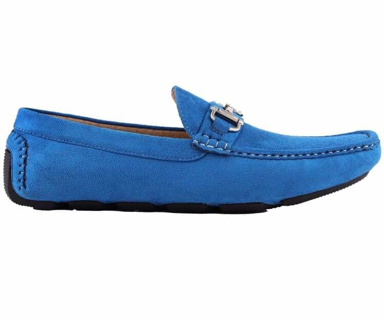 Amali Walken blue driving loafers side