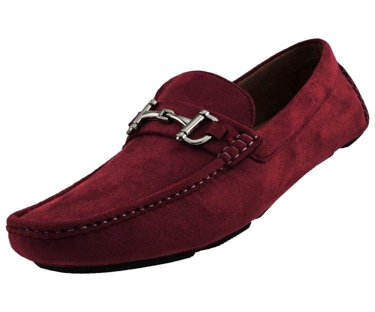 Amali Walken burgundy suede loafers angled