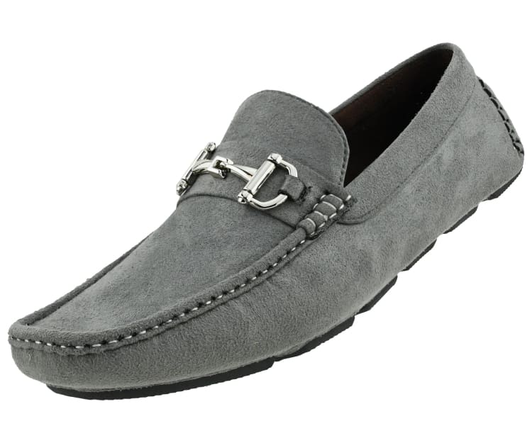 Amali Walken grey driving loafers angled