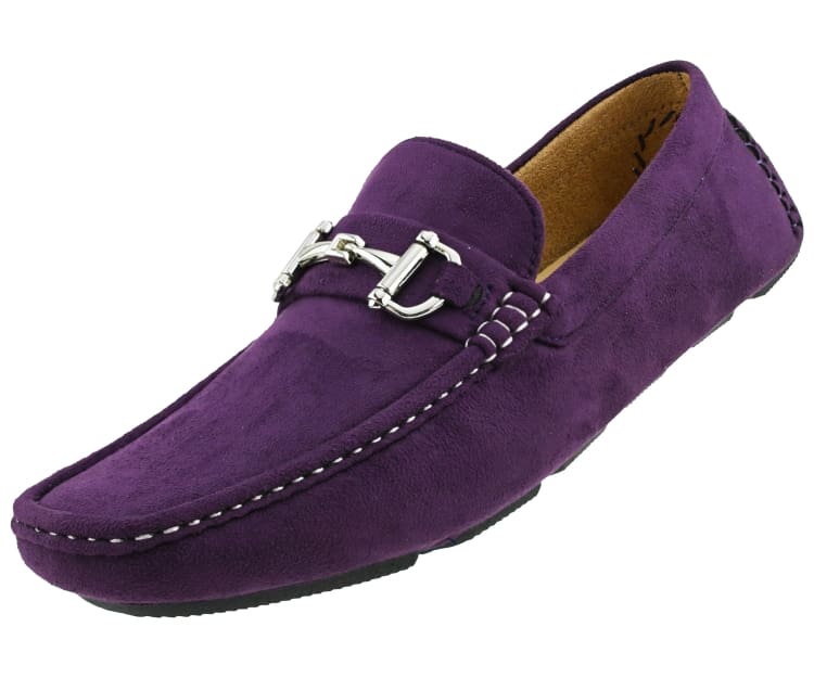 Amali Walken purple driving loafers angled