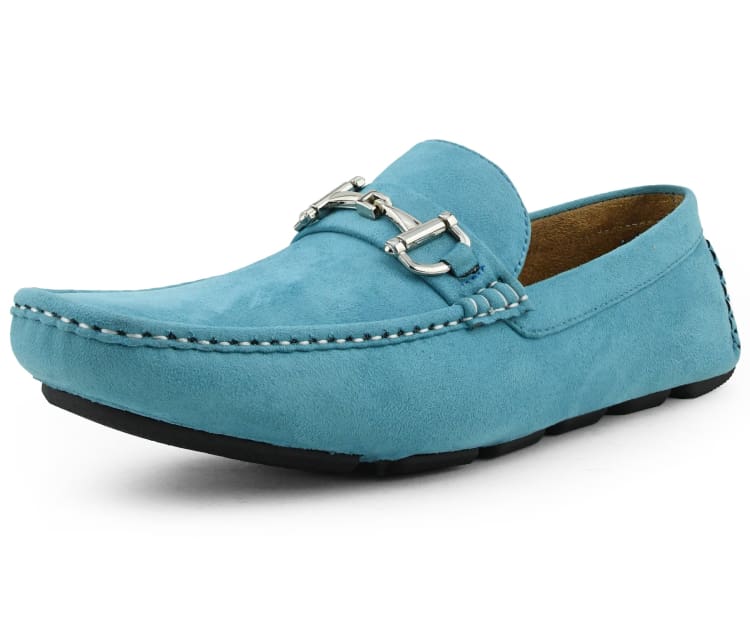 Amali Walken turquoise driving loafers main