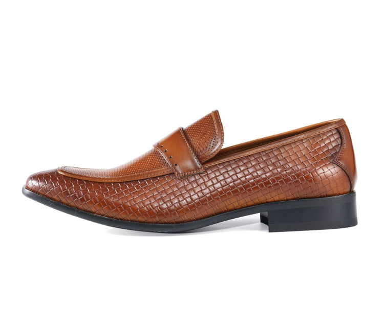 Amali Wren tan woven loafers side